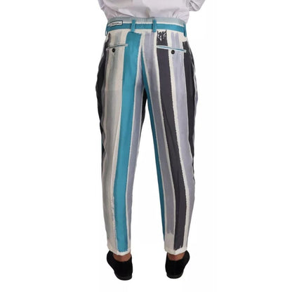 Dolce & Gabbana Multicolor Striped Silk Tapered Pants