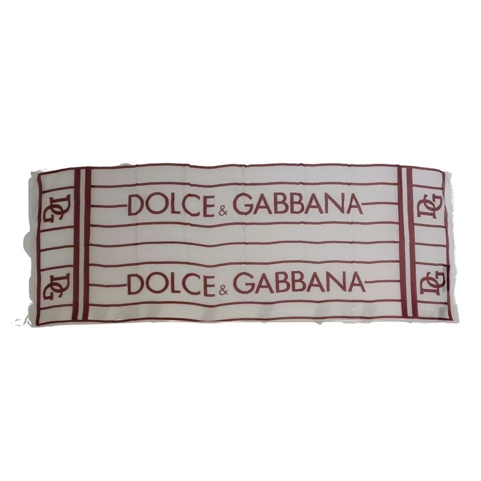 Dolce & Gabbana White Red Printed Wrap Shawl Modal Scarf
