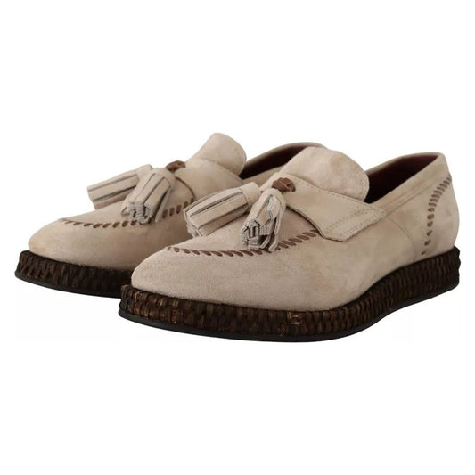 Dolce & Gabbana Beige Moccasins Slip On Leather Men Shoes 1728,35% Kangaroo,67345645728,Beige,Casual - Men - Shoes,Dolce & Gabbana,EU41.5/US8.5,Material: 65% Leather,Men,Men - Shoes,Preowned / Defect,Shoes Dolce & Gabbana MV4706-41.5