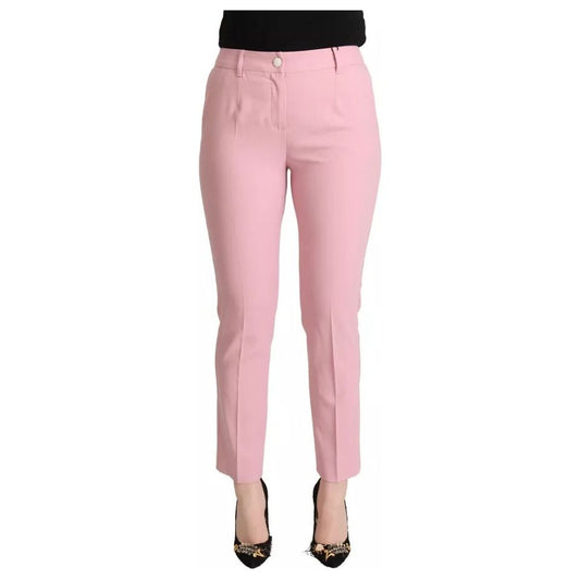 Dolce & Gabbana Pink Wool Mid Waist Tapered Pants 1728,67345645728,Clothing,Dolce & Gabbana,IT40|S,Jeans & Pants - Women - Clothing,Material: 99% Virgin Wool 1% Elastane,Pink,Preowned / Defect,Women,Women - Clothing Dolce & Gabbana PAN72808-40