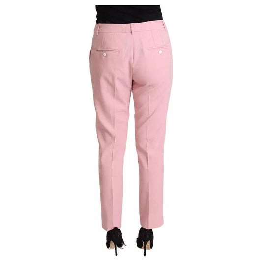 Dolce & Gabbana Pink Wool Mid Waist Tapered Pants 1728,67345645728,Clothing,Dolce & Gabbana,IT44 | L,Jeans & Pants - Women - Clothing,Material: 99% Virgin Wool 1% Elastane,Men,Pink,Preowned / Defect,Women - Clothing Dolce & Gabbana PAN72810-44
