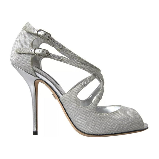 Dolce & Gabbana Silver Shimmers Sandals Heel Pumps Shoes 1728,67345645728,Dolce & Gabbana,EU40.5/US10,Material: 41% PU 32% Leather 27% Polyester,New with tags,Pumps - Women - Shoes,Shoes,Silver,Women,Women - Shoes Dolce & Gabbana LA10286-40.5