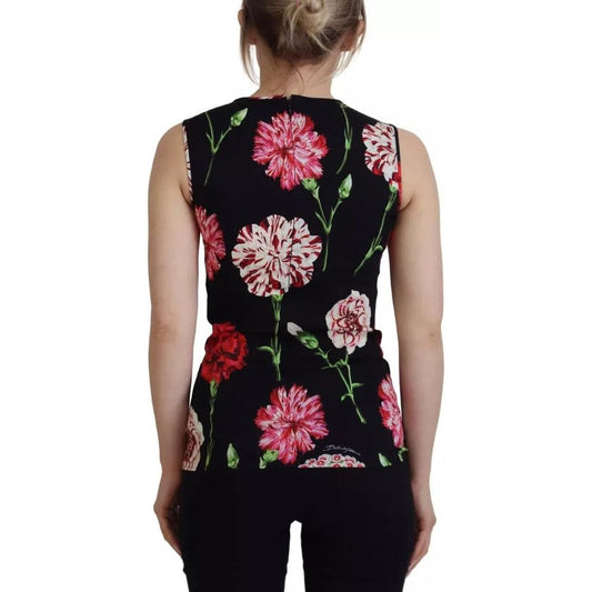 Dolce & Gabbana Black Floral Sleeveless Tank Top Silk Blouse 1728,67345645728,Black,Clothing,Dolce & Gabbana,IT36|XXS,Material: 92% Silk 8% Elastane,Preowned / Defect,Tops & T-Shirts - Women - Clothing,Women,Women - Clothing Dolce & Gabbana TSH82985-36