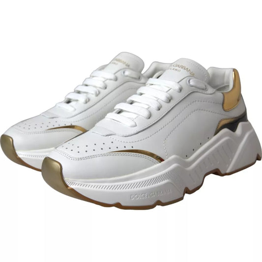 Dolce & Gabbana White Gold DAYMASTER Leather Sneakers Men Shoes 1728,67345645728,Dolce & Gabbana,EU40/US7,Material: 100% Calfskin Leather,Men,Men - Shoes,Preowned / Defect,Shoes,Sneakers - Men - Shoes,White Dolce & Gabbana MV4301-40