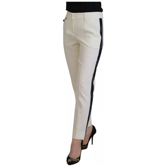 Dolce & Gabbana White High Waist Tapered Wool Pants 1728,67345645728,Clothing,Dolce & Gabbana,IT38 | XS,Jeans & Pants - Women - Clothing,Material: 99% Virgin Wool 1% Elastane,Preowned / Defect,White,Women,Women - Clothing Dolce & Gabbana PAN74205-38