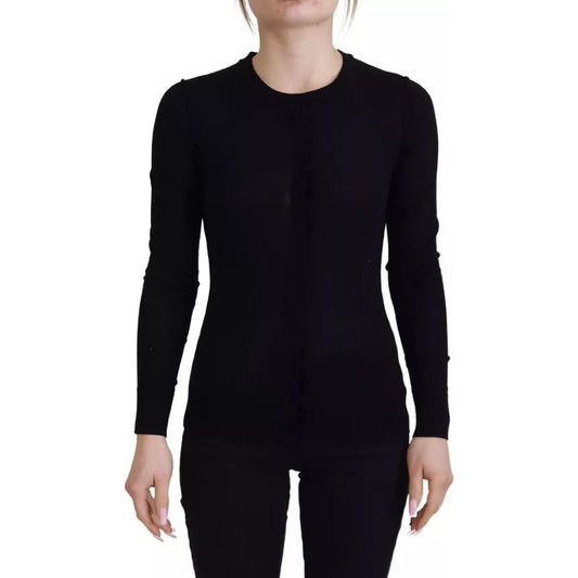 Dolce & Gabbana Black Crewneck Long Sleeves Pullover Sweater 1728,67345645728,Black,Clothing,Dolce & Gabbana,IT38 | XS,Material: 100% Virgin Wool,Preowned / Defect,Sweaters - Women - Clothing,Women,Women - Clothing Dolce & Gabbana TSH83324-38