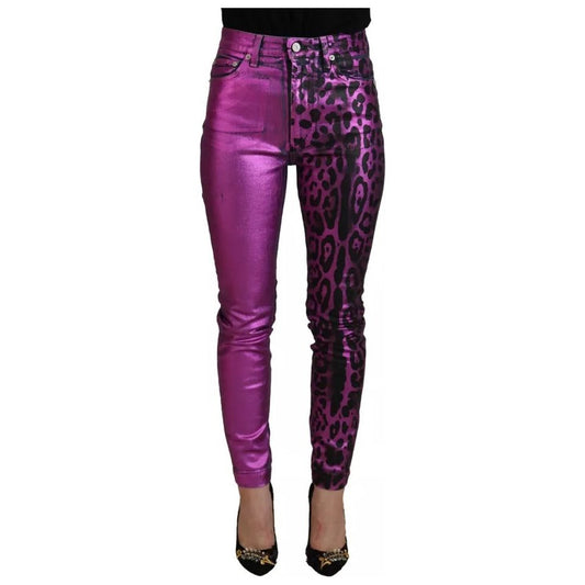 Dolce & Gabbana Purple Leopard Cotton Slim Fit Denim Jeans 1728,67345645728,Clothing,Dolce & Gabbana,IT36 | XS,Jeans & Pants - Women - Clothing,Material: 98% Cotton 2% Elastane,Preowned / Defect,Purple,Women,Women - Clothing Dolce & Gabbana PAN74186-36