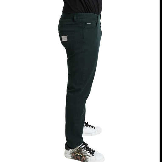 Dolce & Gabbana Green Cotton Stretch Skinny Men Denim Jeans 1728,67345645728,Clothing,Dolce & Gabbana,Green,IT46 | S,IT54 | XL,Jeans & Pants - Men - Clothing,Material: 99% Cotton 1% Elastane,Men,Men - Clothing,Preowned / Defect Dolce & Gabbana PAN75055-54