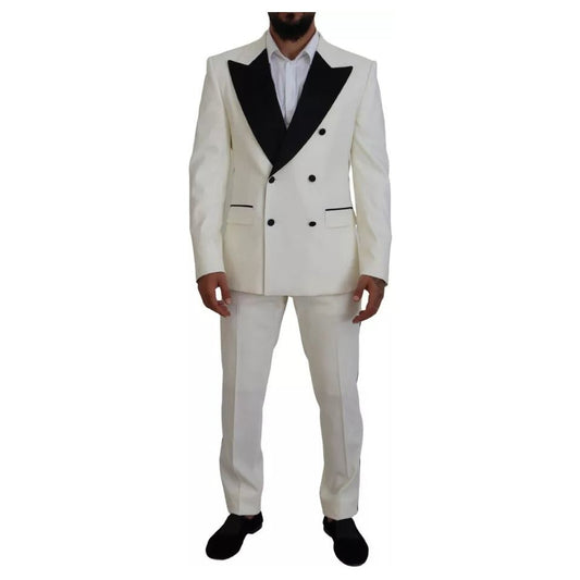 Dolce & Gabbana White Double Breasted 2 Piece SICILIA Suit 1728,67345645728,Clothing,Dolce & Gabbana,IT52 | L,Material: 98% Wool 7% Silk 3% Polyester 2% Elastane,Men,Men - Clothing,Preowned / Defect,Suits - Men - Clothing,White Dolce & Gabbana KOS2003-52