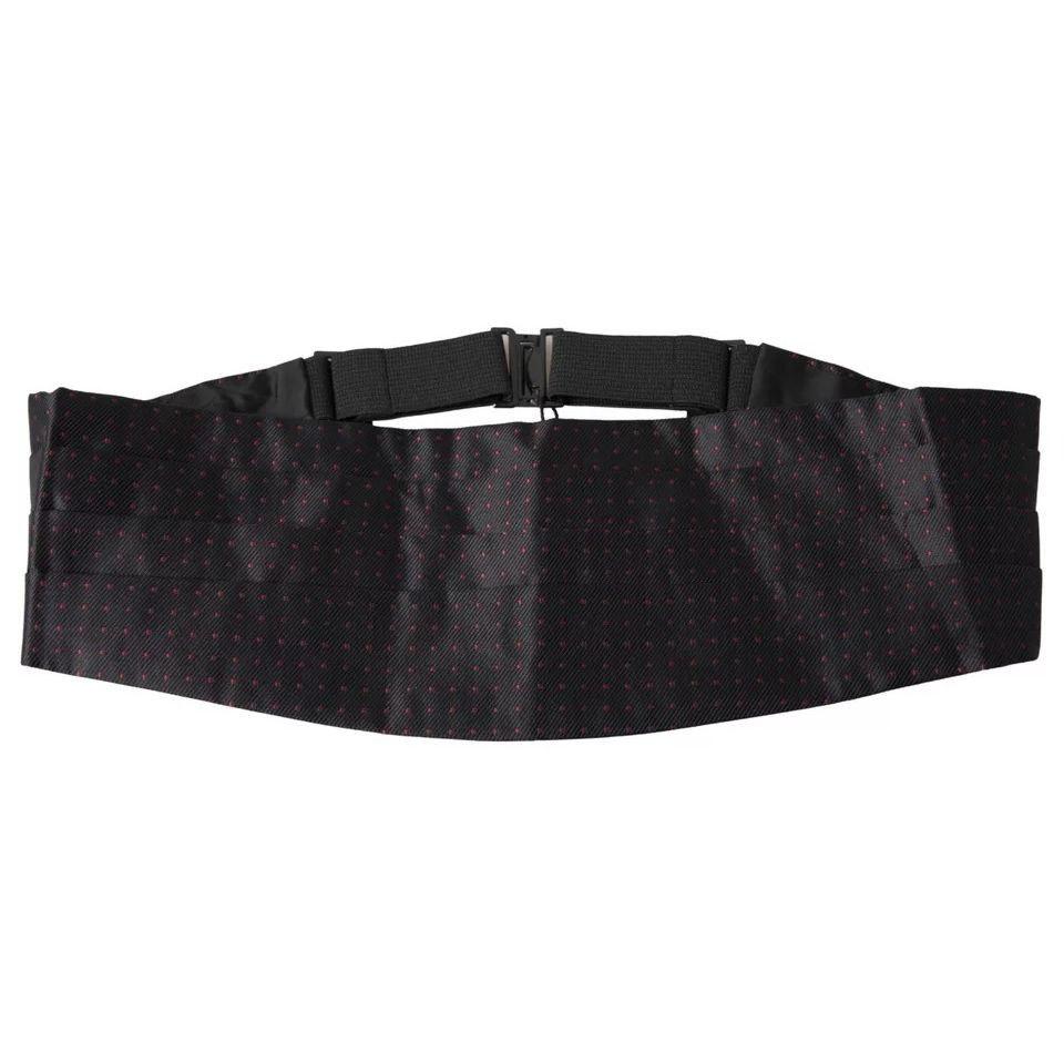 Dolce & Gabbana Black Silk Dotted Waist Tuxedo Belt Cummerbund