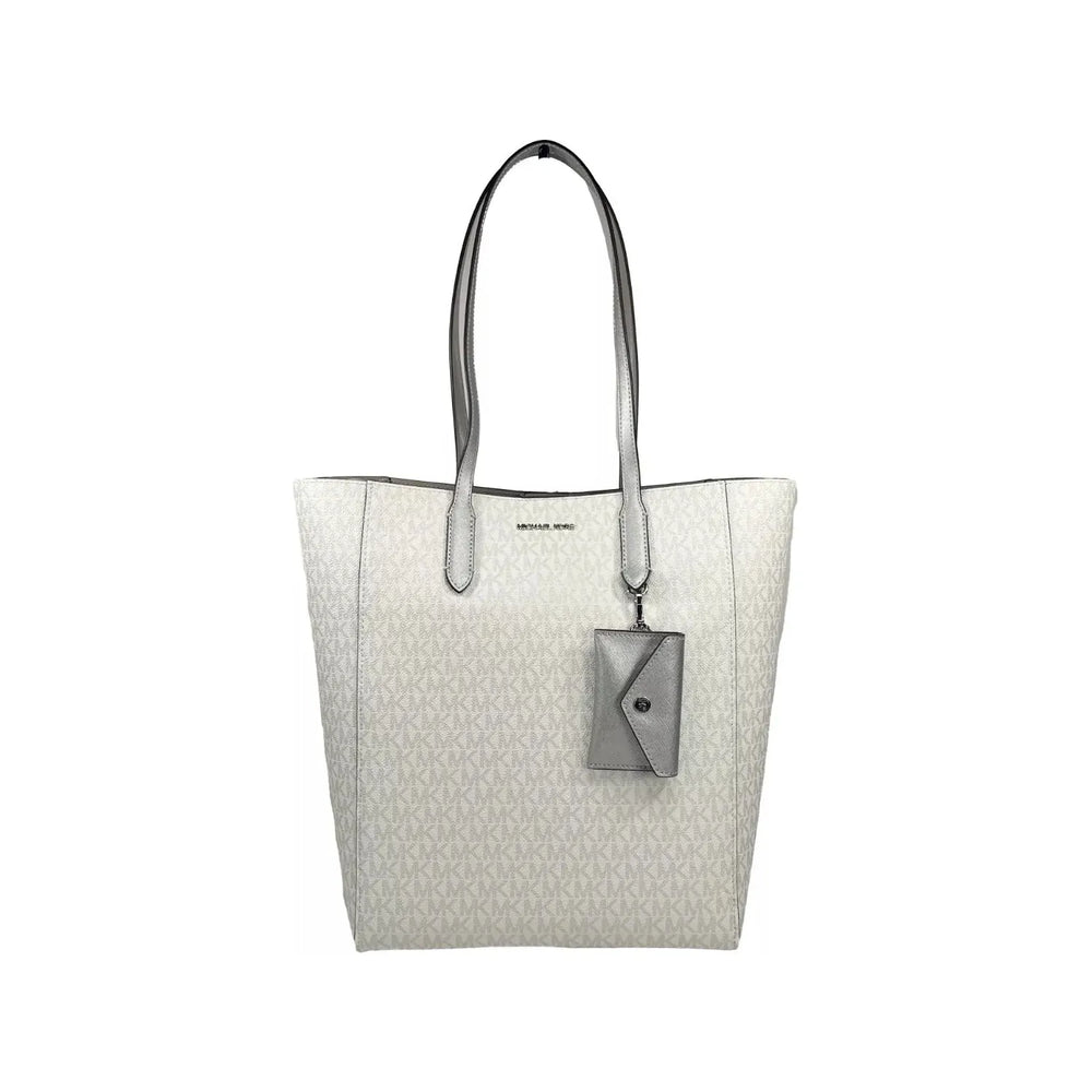 Michael Kors Vincent With Card Case Large Tote Purse Bag Silver 85091