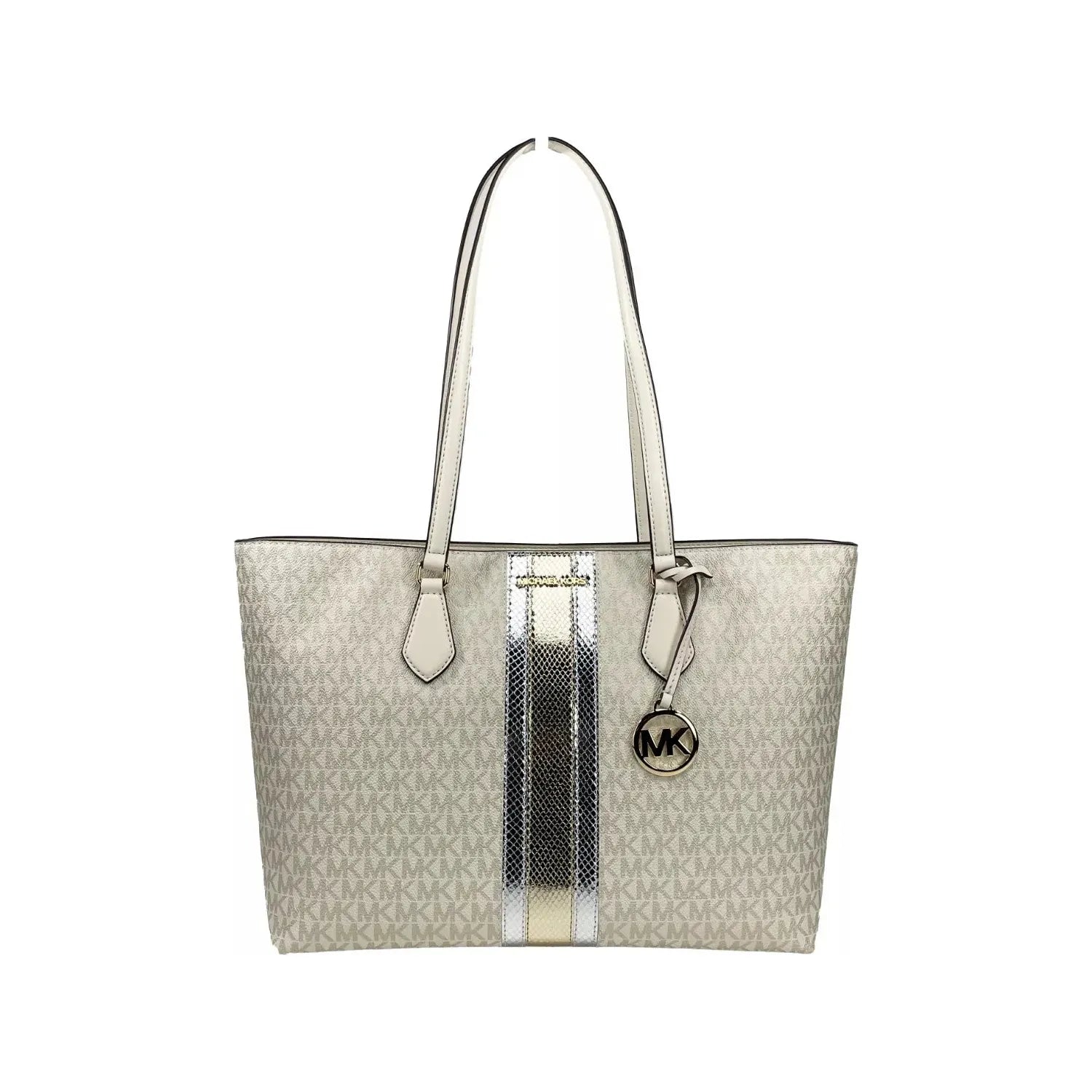 Front view with bag zipped and handles upright.