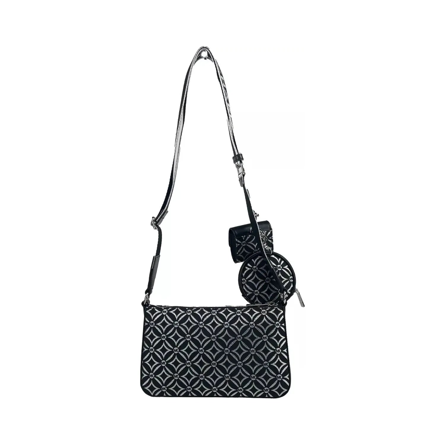 Front view with bag zipped and handles upright.
