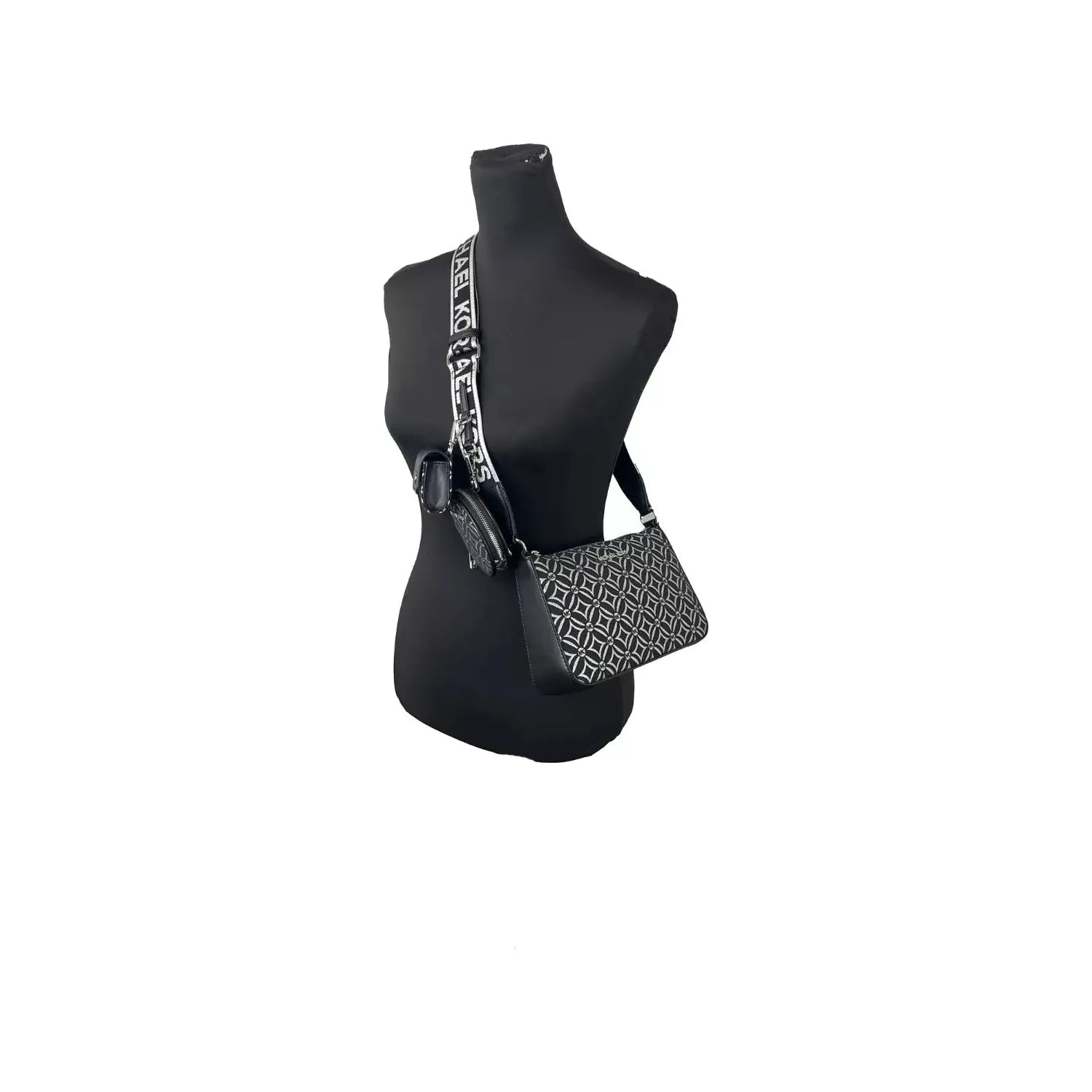 Front view with bag zipped and handles upright.