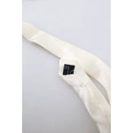 Dolce & Gabbana Off White Satin Silk Classic Men Necktie KRA3250