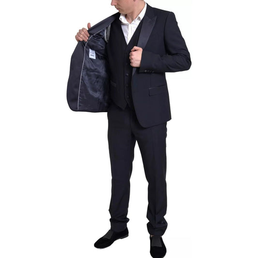 Dolce & Gabbana Black 3 Piece Single Breasted MARTINI Suit 1728,67345645728,Black,Clothing,Dolce & Gabbana,IT52 | XL,Men,Men - Clothing,Preowned / Defect,Suits - Men - Clothing Dolce & Gabbana KOS2118-52