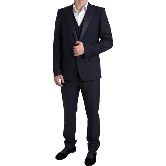 Dolce & Gabbana Black 3 Piece Single Breasted MARTINI Suit 1728,67345645728,Black,Clothing,Dolce & Gabbana,IT52 | XL,Men,Men - Clothing,Preowned / Defect,Suits - Men - Clothing Dolce & Gabbana KOS2118-52