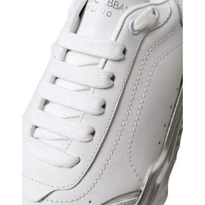 Dolce & Gabbana White Silver Daymaster Leather Sneakers Shoes