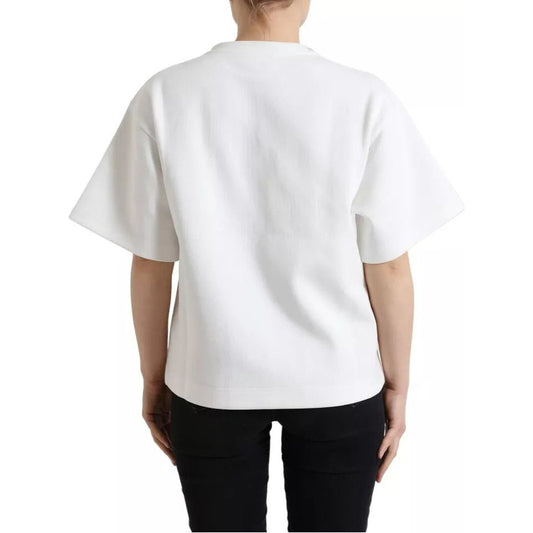 Dolce & Gabbana White Cotton Stretch Black HOT Crystal T-shirt 1728,67345645728,Clothing,Dolce & Gabbana,M,Preowned / Defect,Tops & T-Shirts - Women - Clothing,White,Women,Women - Clothing Dolce & Gabbana TSH99919-M