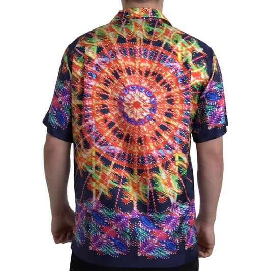 Dolce & Gabbana Multicolor Luminarie Print Men Silk Shirt 1728,67345645728,Clothing,Dolce & Gabbana,IT38 | XS,Men - Clothing,Multicolor,Preowned / Defect,Shirts - Men - Clothing Dolce & Gabbana TSH94189-38
