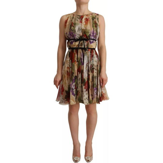 Dolce & Gabbana Beige Floral Sleeveless Round Neck Mini Dress 1728,67345645728,Clothing,Dolce & Gabbana,Dresses - Women - Clothing,IT36|XXS,Multicolor,Preowned / Defect,Women,Women - Clothing Dolce & Gabbana DR28271-36