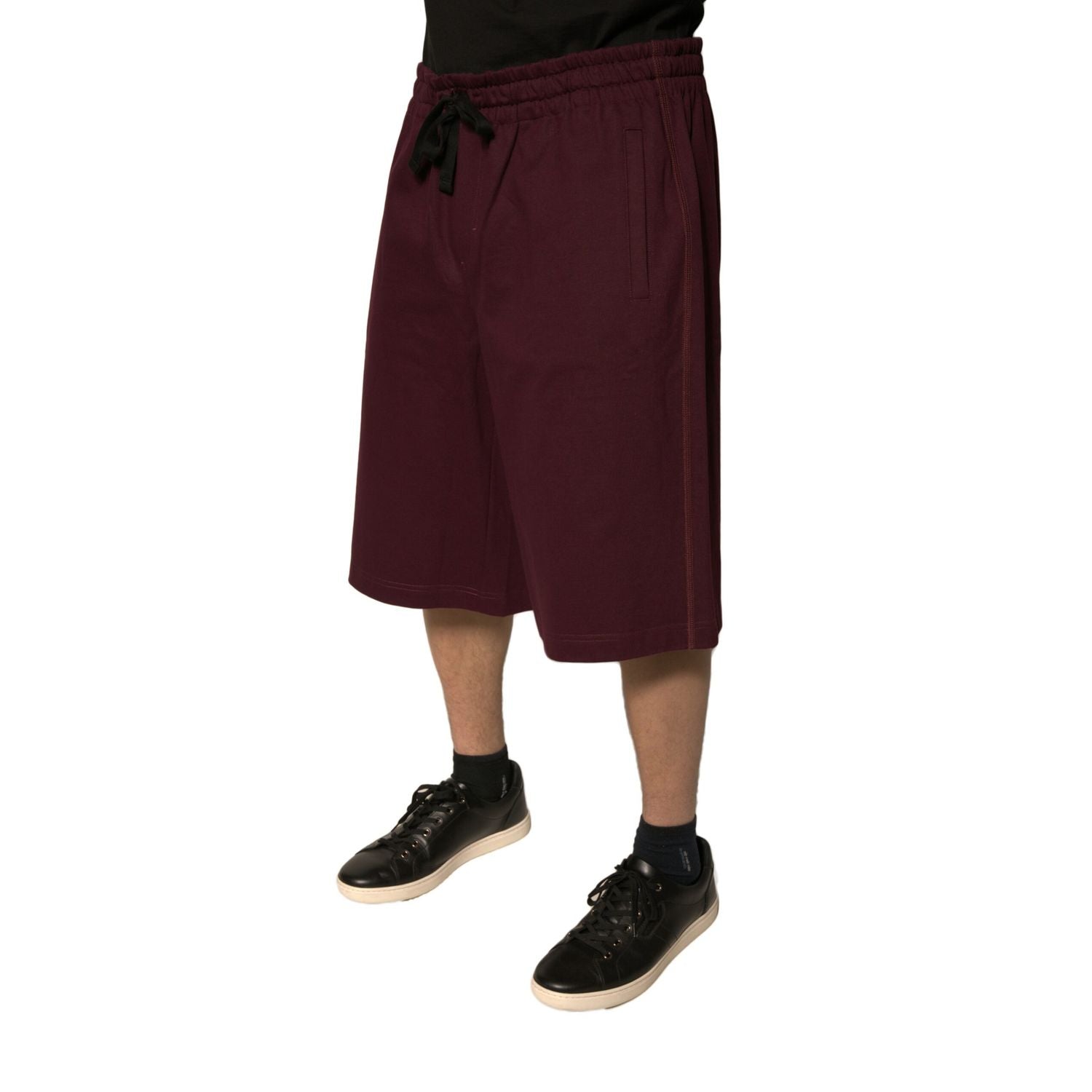 Dolce & Gabbana Maroon Cotton Mid Waist Bermuda Shorts