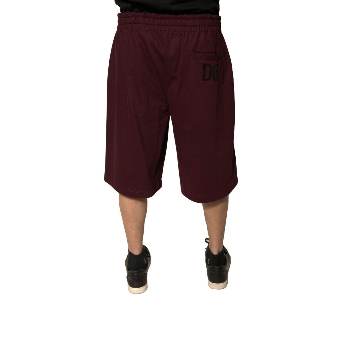 Dolce & Gabbana Maroon Cotton Mid Waist Bermuda Shorts