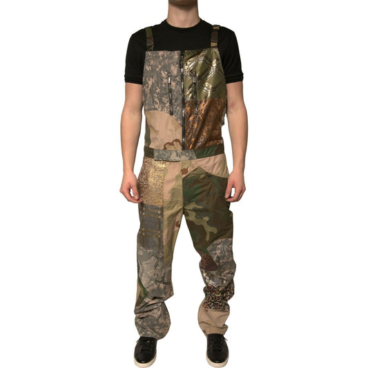 Dolce & Gabbana Multicolor Patchwork Camouflage Overall Pants