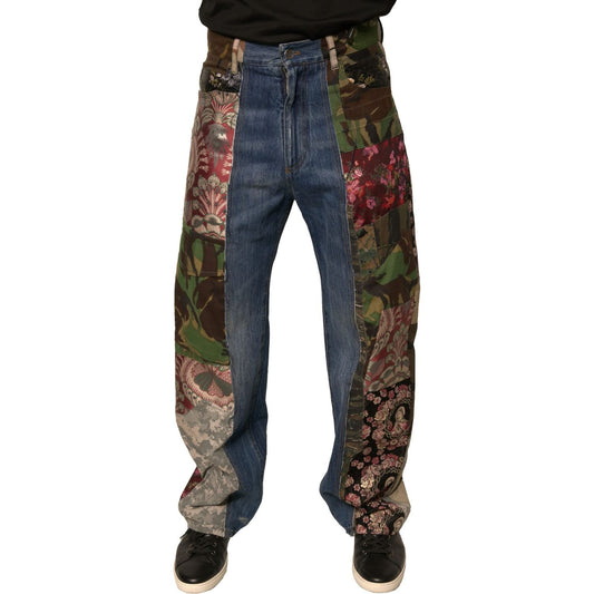 Dolce & Gabbana Blue Patchwork Cotton Straight Denim Jeans 1728,67345645728,Blue,Clothing,Dolce & Gabbana,IT44 | XS,Jeans & Pants - Men - Clothing,Material: 64% Cotton 12% Polyester 12% Nylon 6% Silk 4% Acetate 2% Polyester Film Fiber,Men,Men - Clothing,N