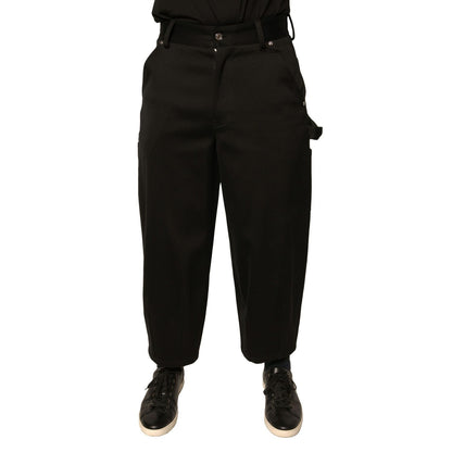 Dolce & Gabbana Black Cotton Mid Waist Cropped Pants