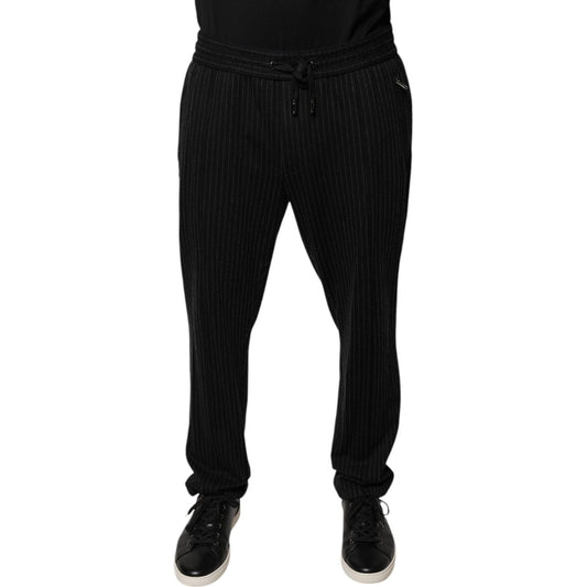 Dolce & Gabbana Black Stripes Viscose Skinny Dress Pants