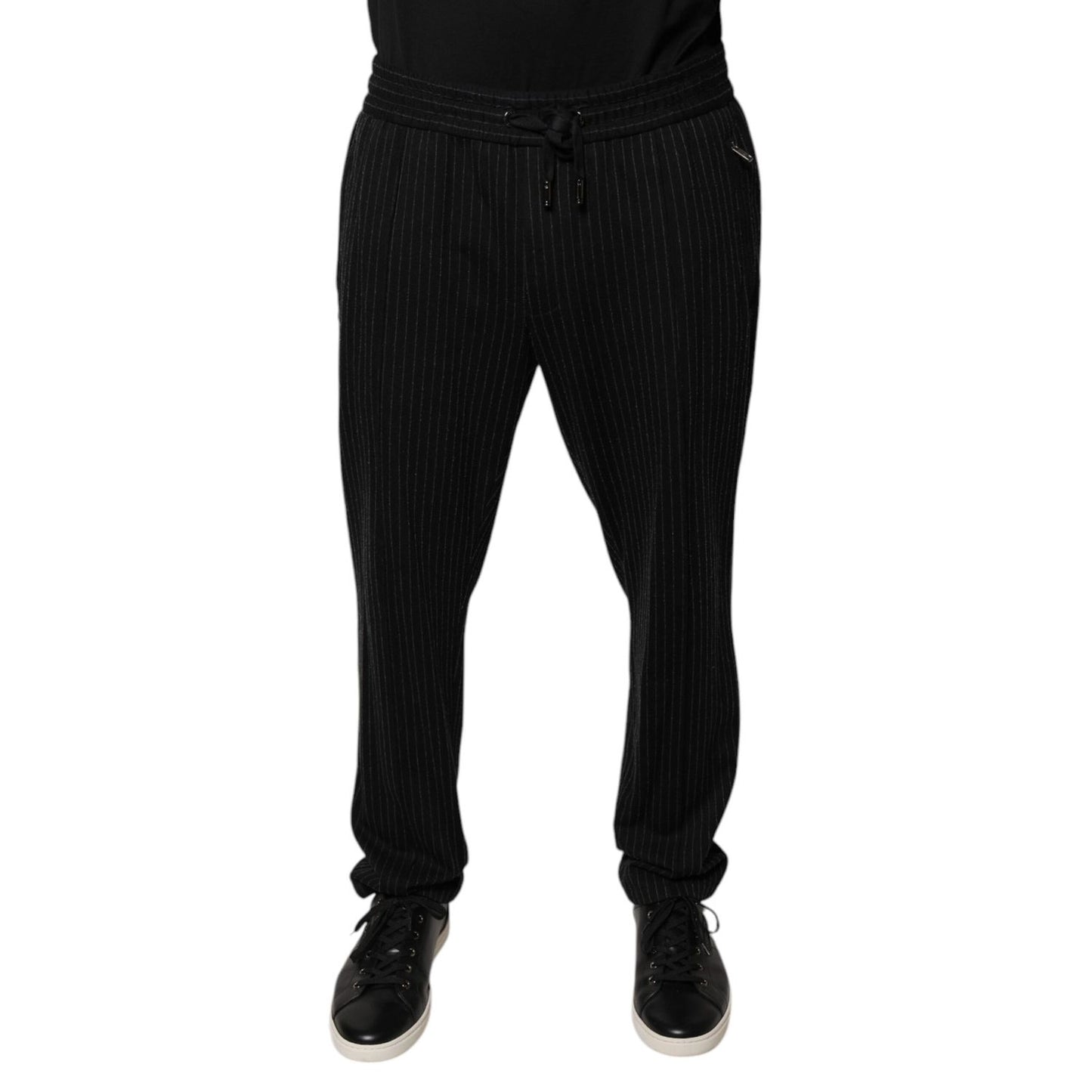 Dolce & Gabbana Black Stripes Viscose Skinny Dress Pants