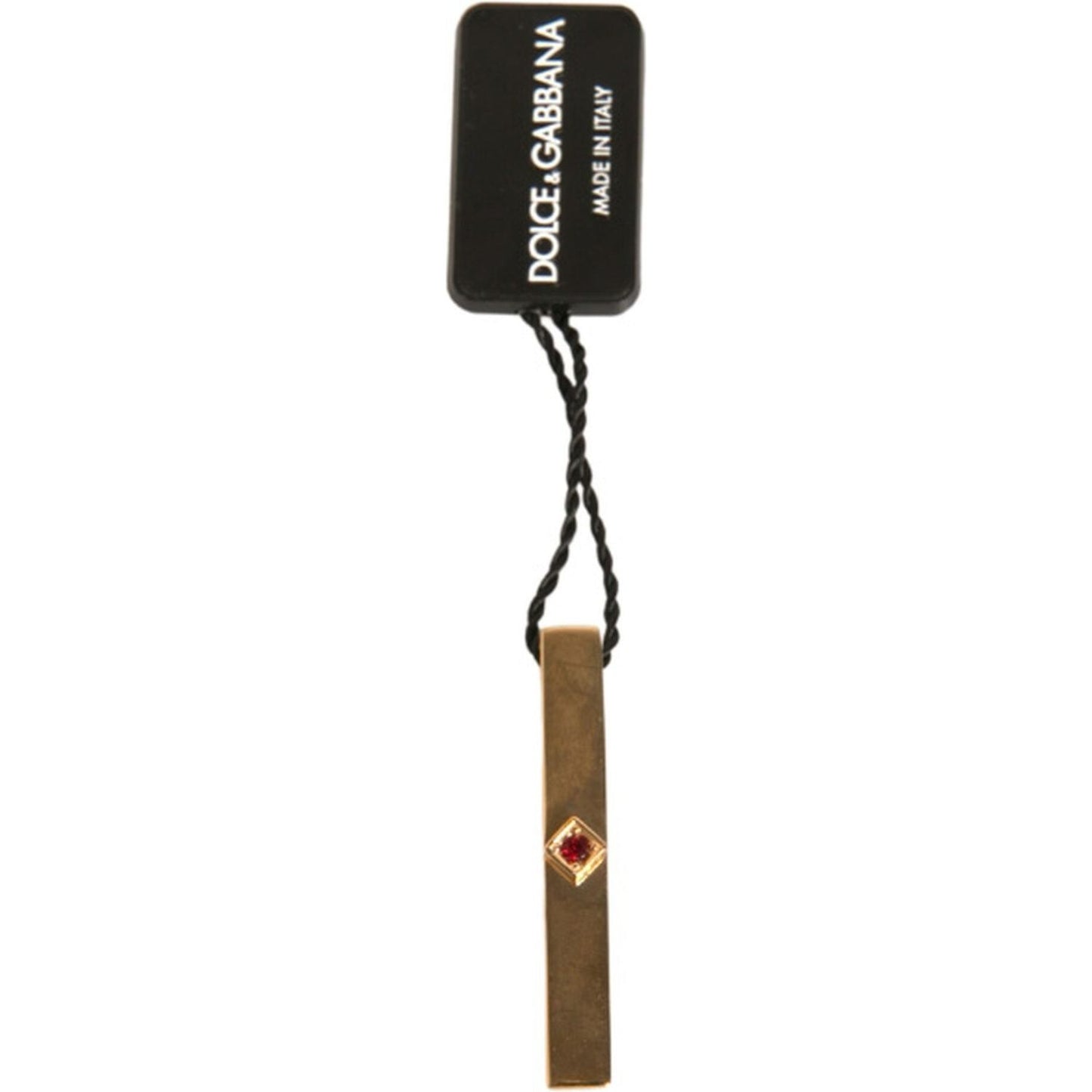 Dolce & Gabbana Gold Tone Brass Crystal Branded Tie Clip Bar SMY10643