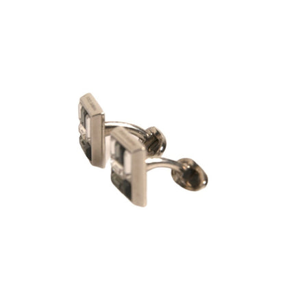 Dolce & Gabbana Silver Plated Brass Pin Crystal Cufflinks