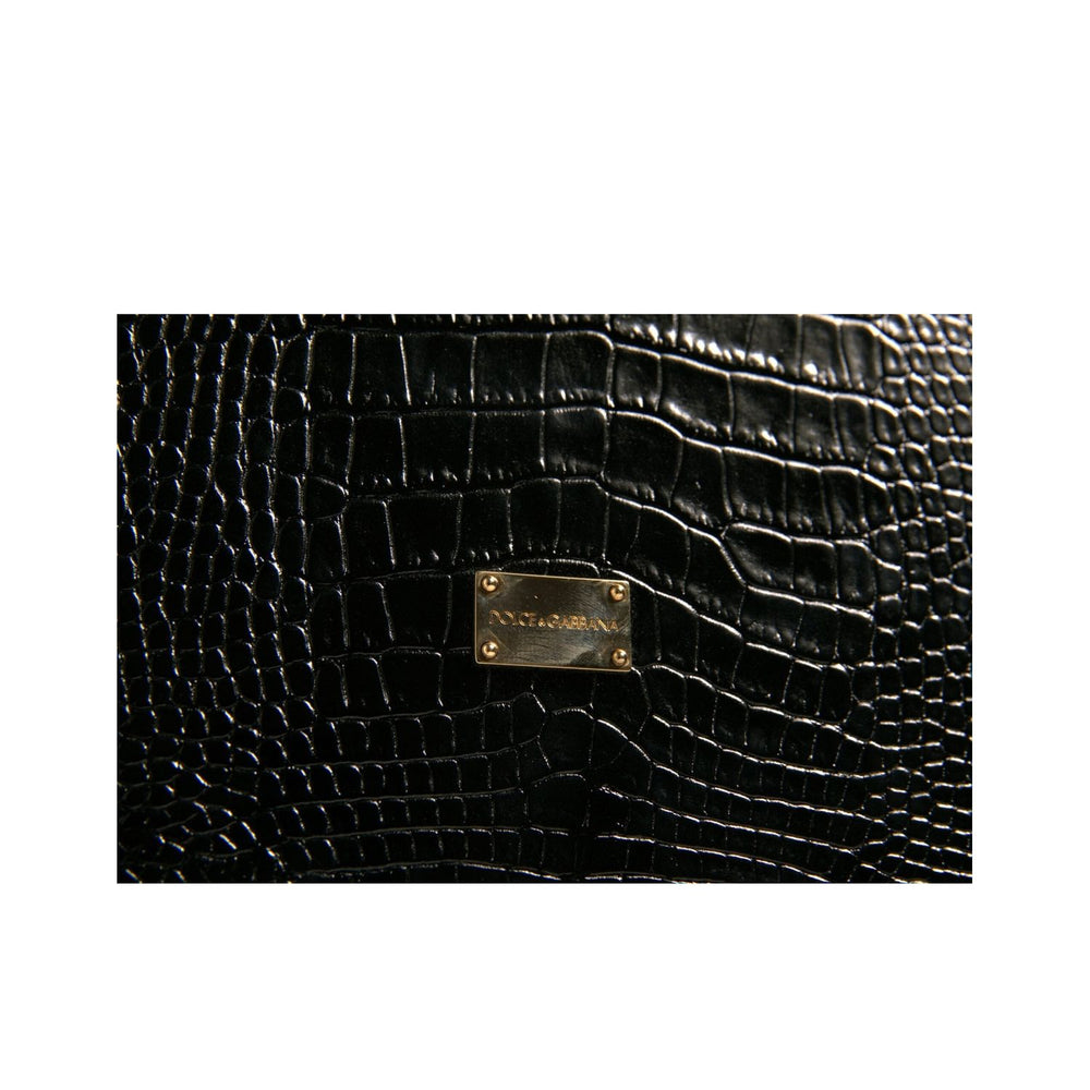 Dolce & Gabbana Elegant Black Leather Logo Plaque Holder Catalogue Case SMY10622