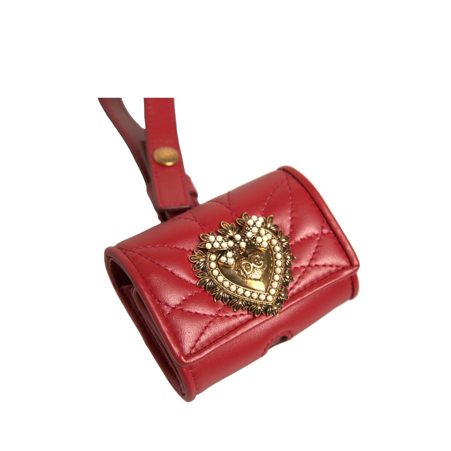 Dolce & Gabbana Black Leather Devotion Heart Strap Airpod Case