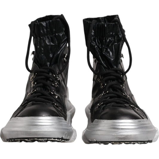 Dolce & Gabbana Black Nylon Galileo High Top Sneakers Shoes