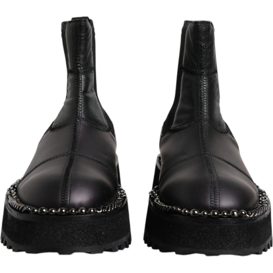 Dolce & Gabbana Black Chelsea Boots Leather Slip On Shoes