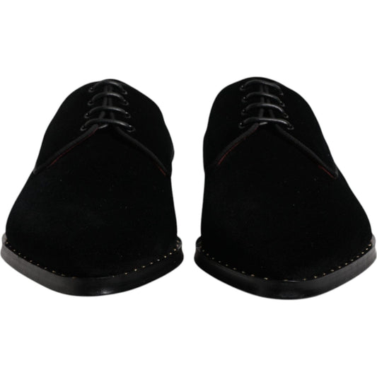 Dolce & Gabbana Black Velvet Cotton Lace Up Derby Shoes 1728,67345645728,Black,Dolce & Gabbana,EU43/US10,Formal - Men - Shoes,Material: 100% Cotton,Men,Men - Shoes,New with tags,Shoes Dolce & Gabbana MV6651-43