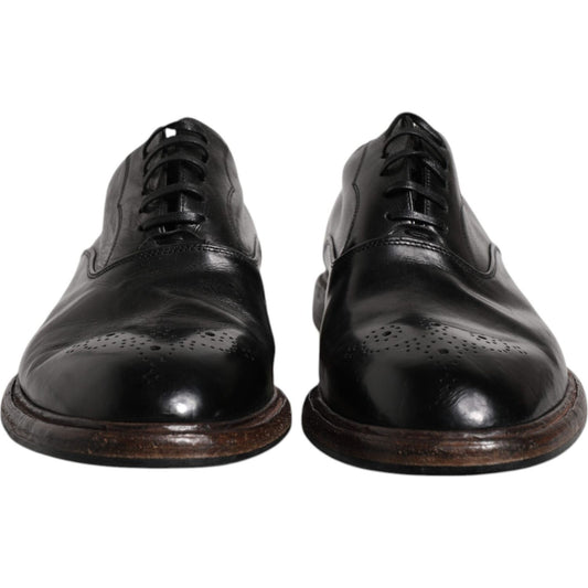 Dolce & Gabbana Black Leather Lace Up Men Derby Formal Shoes 1728,67345645728,Black,Dolce & Gabbana,EU42/US9,Formal - Men - Shoes,Material: 100% Calf Leather,Men,Men - Shoes,New with tags,Shoes Dolce & Gabbana MV6653-42