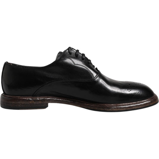 Dolce & Gabbana Black Leather Lace Up Men Derby Formal Shoes 1728,67345645728,Black,Dolce & Gabbana,EU42/US9,Formal - Men - Shoes,Material: 100% Calf Leather,Men,Men - Shoes,New with tags,Shoes Dolce & Gabbana MV6653-42