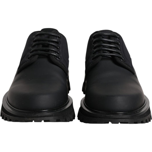 Dolce & Gabbana Black Leather Lace Up Trekking Dress Shoes 1728,67345645728,Black,Dolce & Gabbana,EU41/US8,Formal - Men - Shoes,Material: 100% Calf Leather,Men,Men - Shoes,Preowned / Defect,Shoes Dolce & Gabbana MV6698-41
