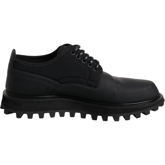 Dolce & Gabbana Black Leather Lace Up Trekking Dress Shoes 1728,67345645728,Black,Dolce & Gabbana,EU41/US8,Formal - Men - Shoes,Material: 100% Calf Leather,Men,Men - Shoes,Preowned / Defect,Shoes Dolce & Gabbana MV6698-41