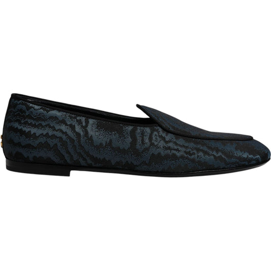 Dolce & Gabbana Blue Black Flats Men Loafers Dress Shoes 1728,67345645728,Black and Blue,Dolce & Gabbana,EU43/US10,Loafers - Men - Shoes,Material: 70% Polyester 30% Nylon,Men,Men - Shoes,New with tags,Shoes Dolce & Gabbana MV6746-43