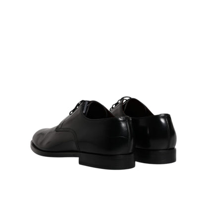 Dolce & Gabbana Black Calfskin Leather Derby Lace Up Formal Dress Shoes