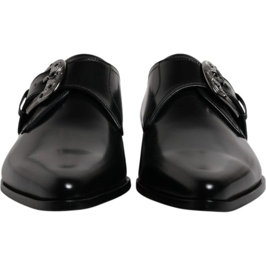 Dolce & Gabbana Black Leather Monk Strap Derby Formal Shoes 1728,67345645728,Black,Dolce & Gabbana,EU43/US10,Formal - Men - Shoes,Material: 100% Calf Leather,Men,Men - Shoes,New with tags,Shoes Dolce & Gabbana MV6797-43