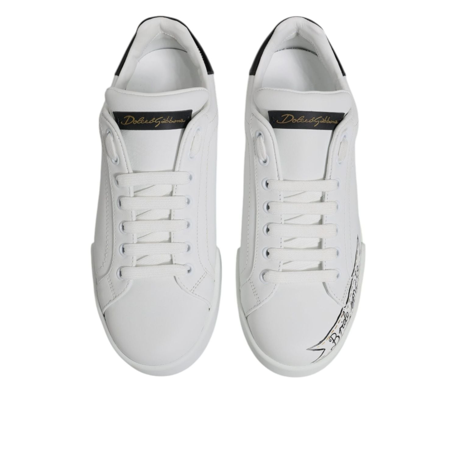 Dolce & Gabbana White Leather Low Top Lace Up Sneakers Shoes