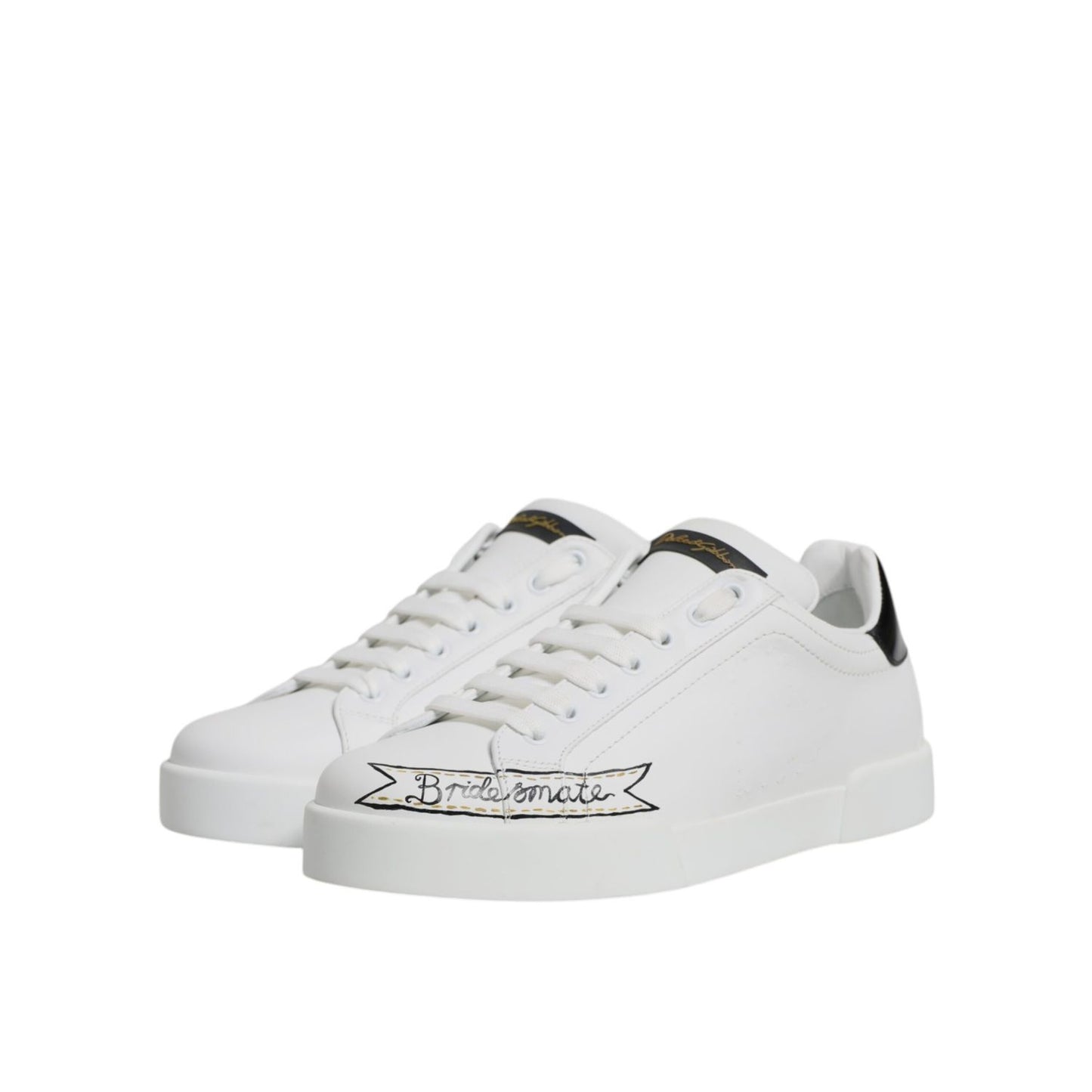 Dolce & Gabbana White Leather Low Top Lace Up Sneakers Shoes