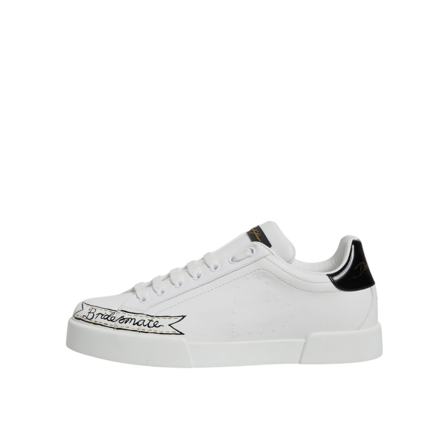 Dolce & Gabbana White Leather Low Top Lace Up Sneakers Shoes