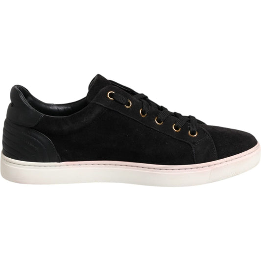 Dolce & Gabbana Black Logo Suede Leather Men Sneakers Shoes